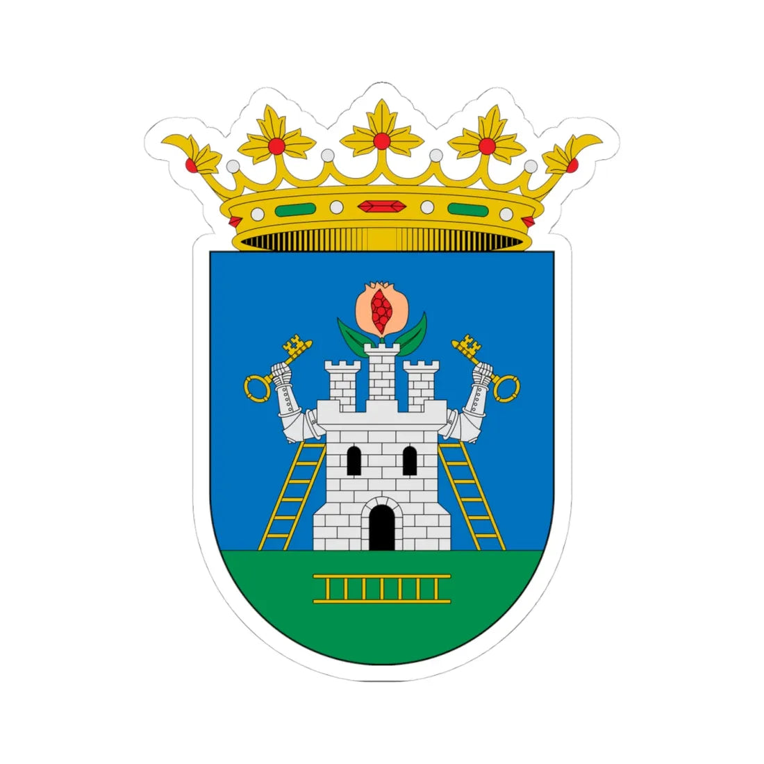 Escudo de Alhama de Granada Granada (Spain) (Coat of Arms) STICKER Vinyl Kiss-Cut Decal 4 Inch White - The Sticker Space