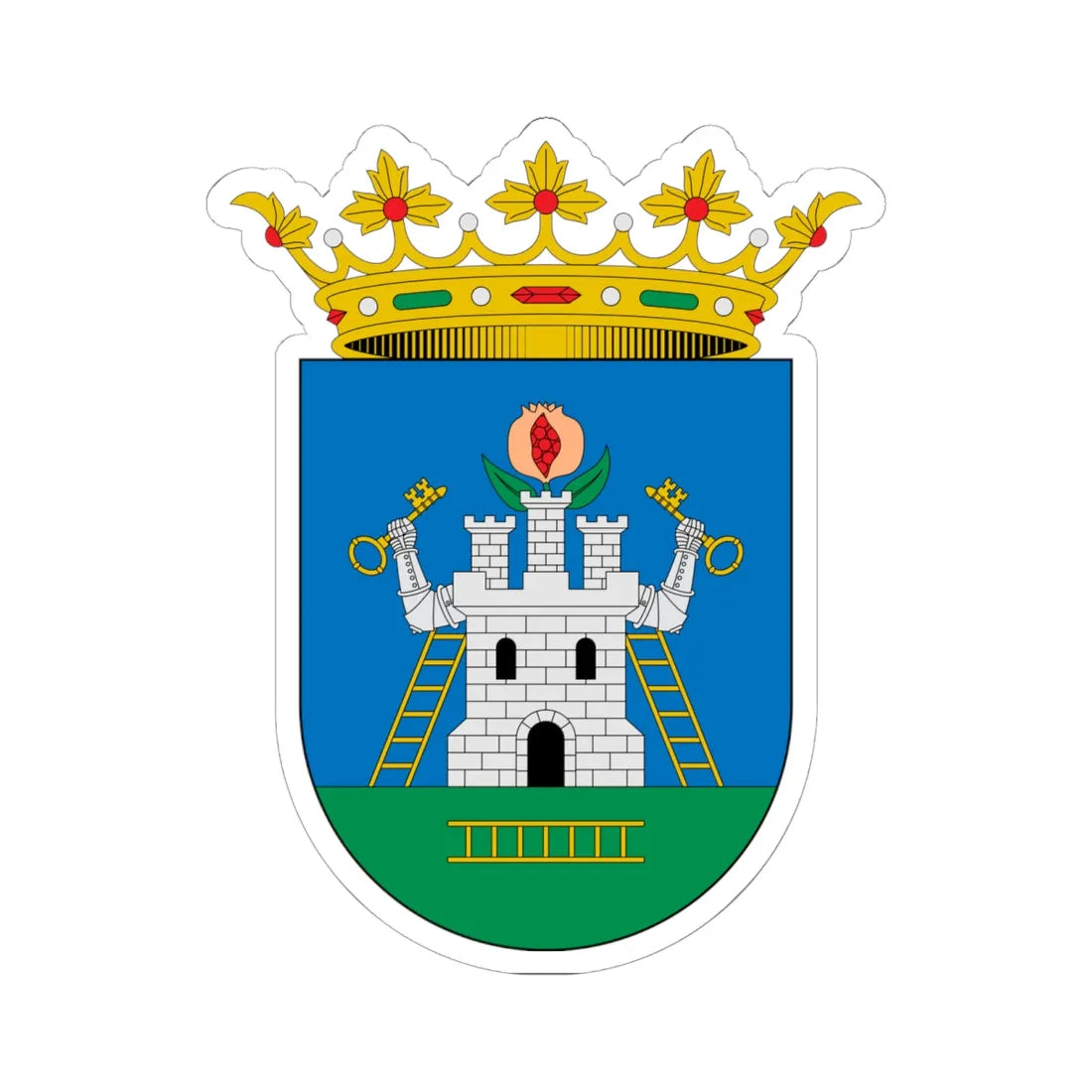 Escudo de Alhama de Granada Granada (Spain) (Coat of Arms) STICKER Vinyl Kiss-Cut Decal 6 Inch White - The Sticker Space