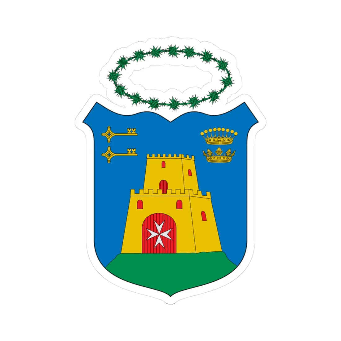 Escudo de Aliaga (Spain) (Coat of Arms) STICKER Vinyl Kiss-Cut Decal 3 Inch White - The Sticker Space