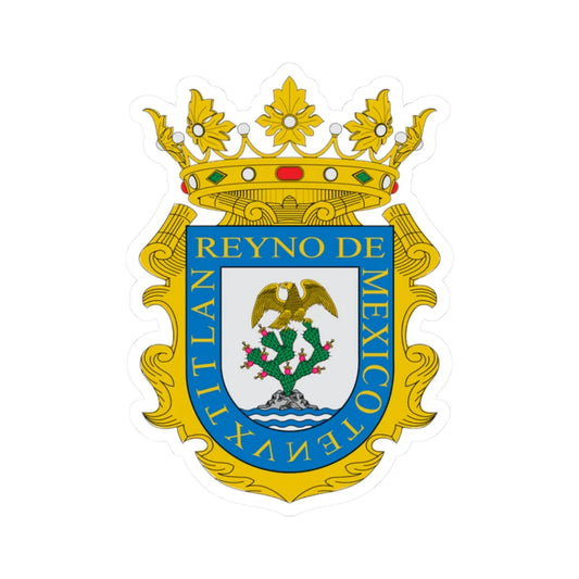 Escudo de Armas del Reino de México (Mexico) (Coat of Arms) STICKER Vinyl Kiss-Cut Decal 2 Inch White - The Sticker Space