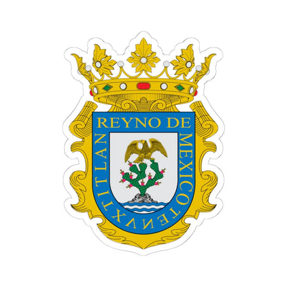 Escudo de Armas del Reino de México (Mexico) (Coat of Arms) STICKER Vinyl Kiss-Cut Decal 6 Inch White - The Sticker Space