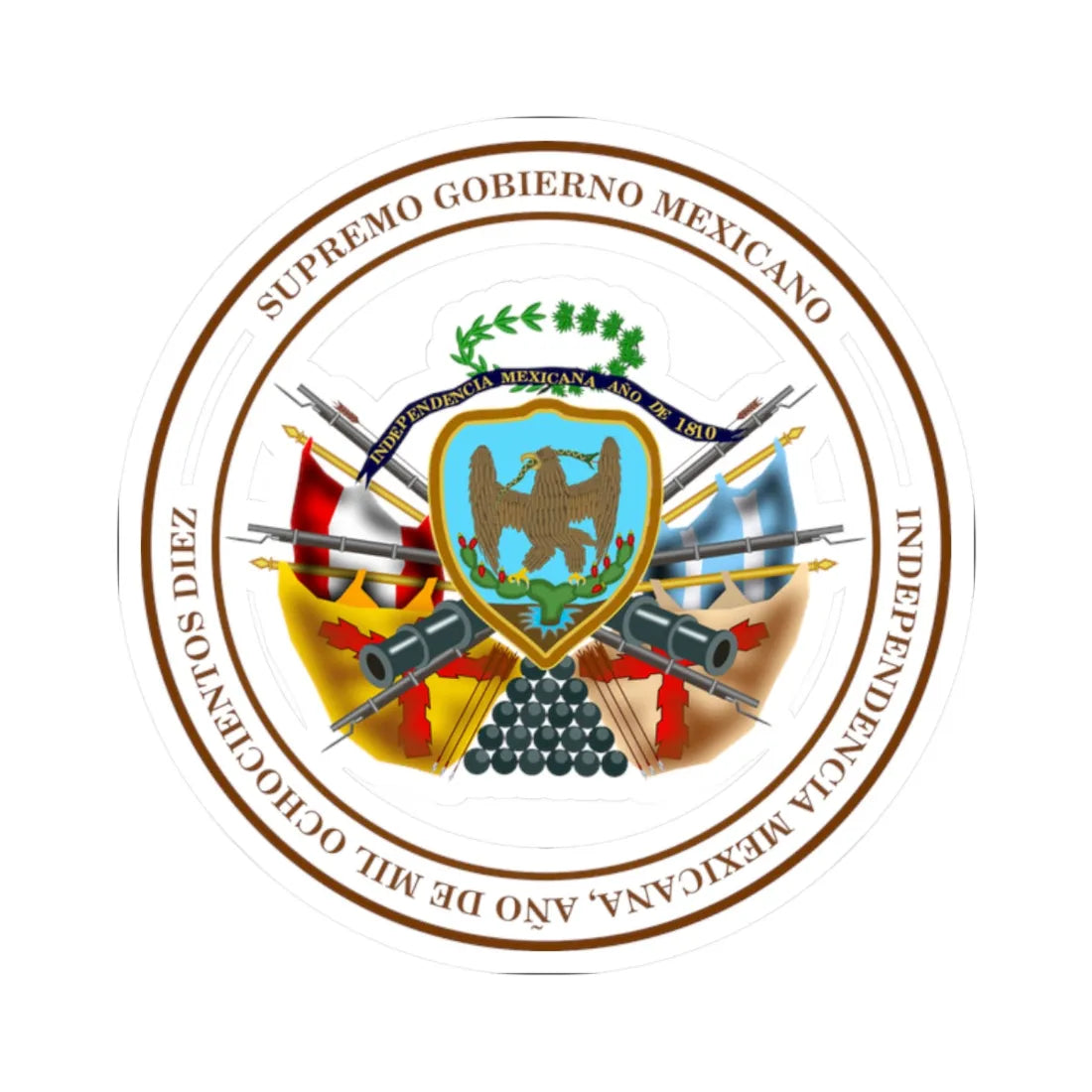 Escudo de Mexico en 1815 (Mexico) (Coat of Arms) STICKER Vinyl Kiss-Cut Decal 2 Inch White - The Sticker Space