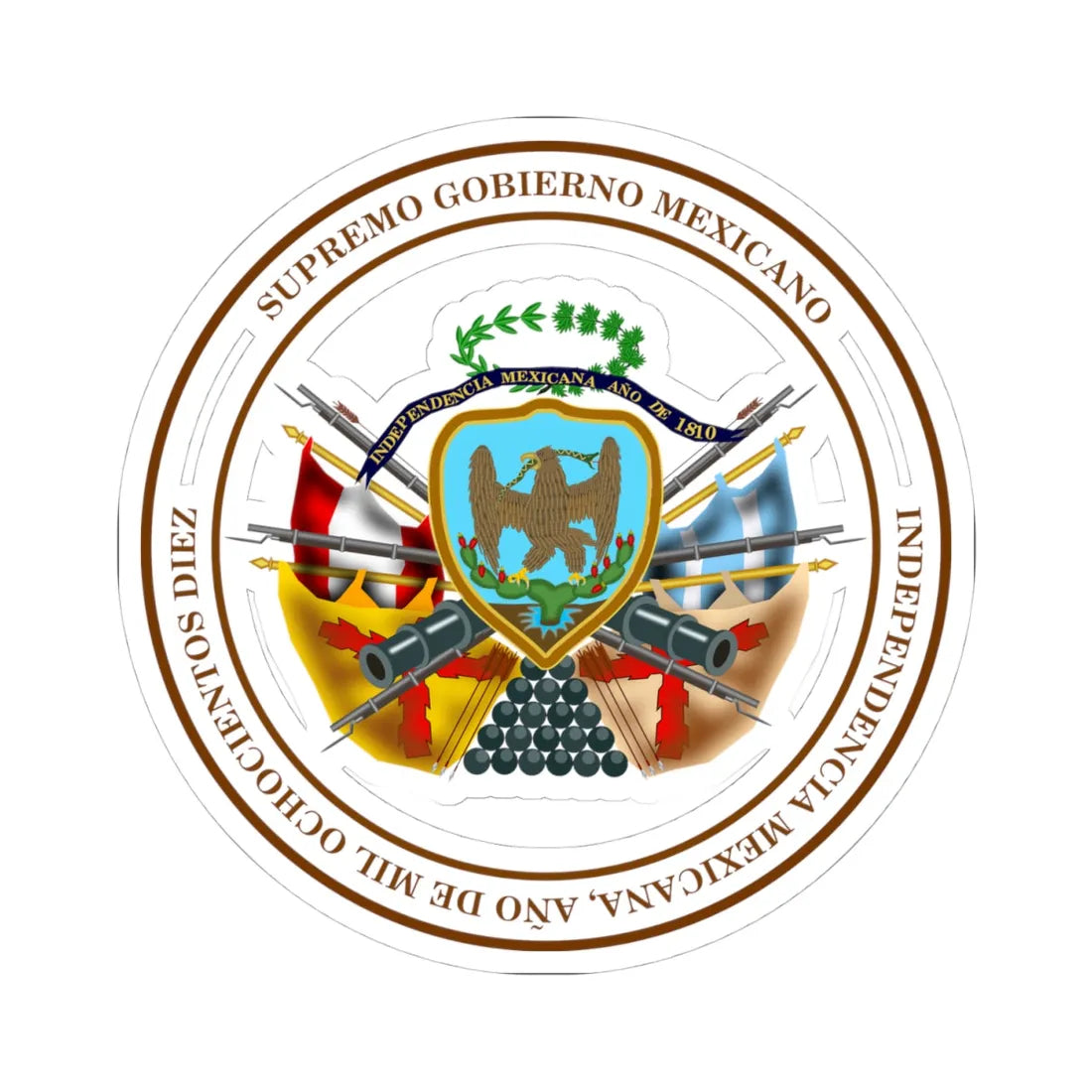 Escudo de Mexico en 1815 (Mexico) (Coat of Arms) STICKER Vinyl Kiss-Cut Decal 4 Inch White - The Sticker Space