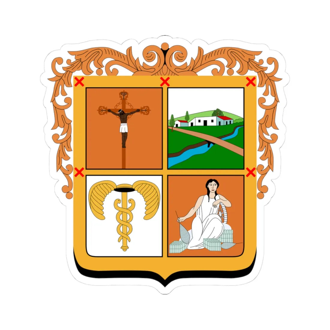 Escudo de Moroleón Guanajuato México (Mexico) (Coat of Arms) STICKER Vinyl Kiss-Cut Decal 3 Inch White - The Sticker Space