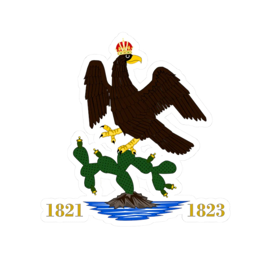 Escudo de México 1821-1824 (Mexico) (Coat of Arms) STICKER Vinyl Kiss-Cut Decal 2 Inch White - The Sticker Space
