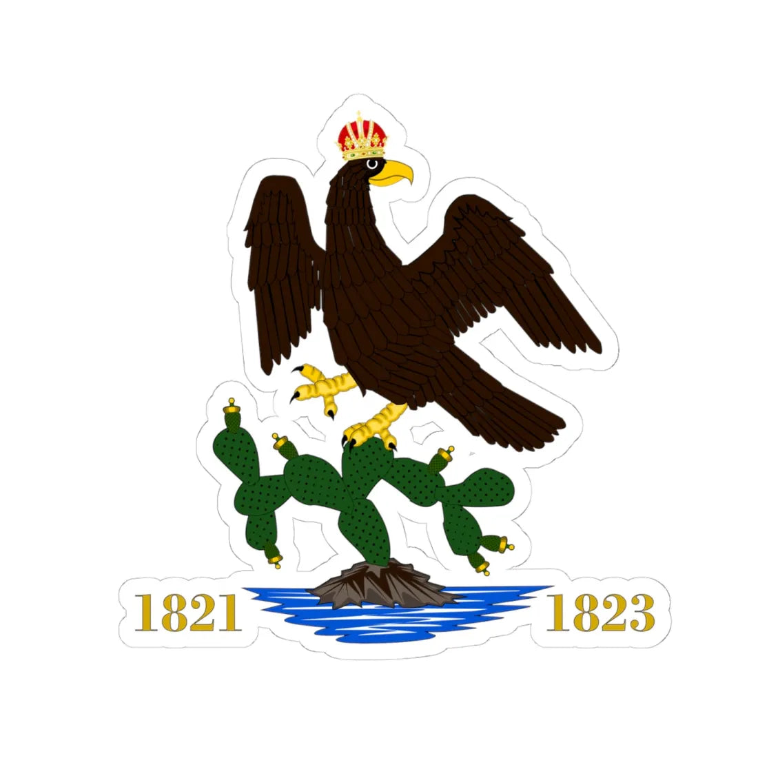 Escudo de México 1821-1824 (Mexico) (Coat of Arms) STICKER Vinyl Kiss-Cut Decal 4 Inch White - The Sticker Space