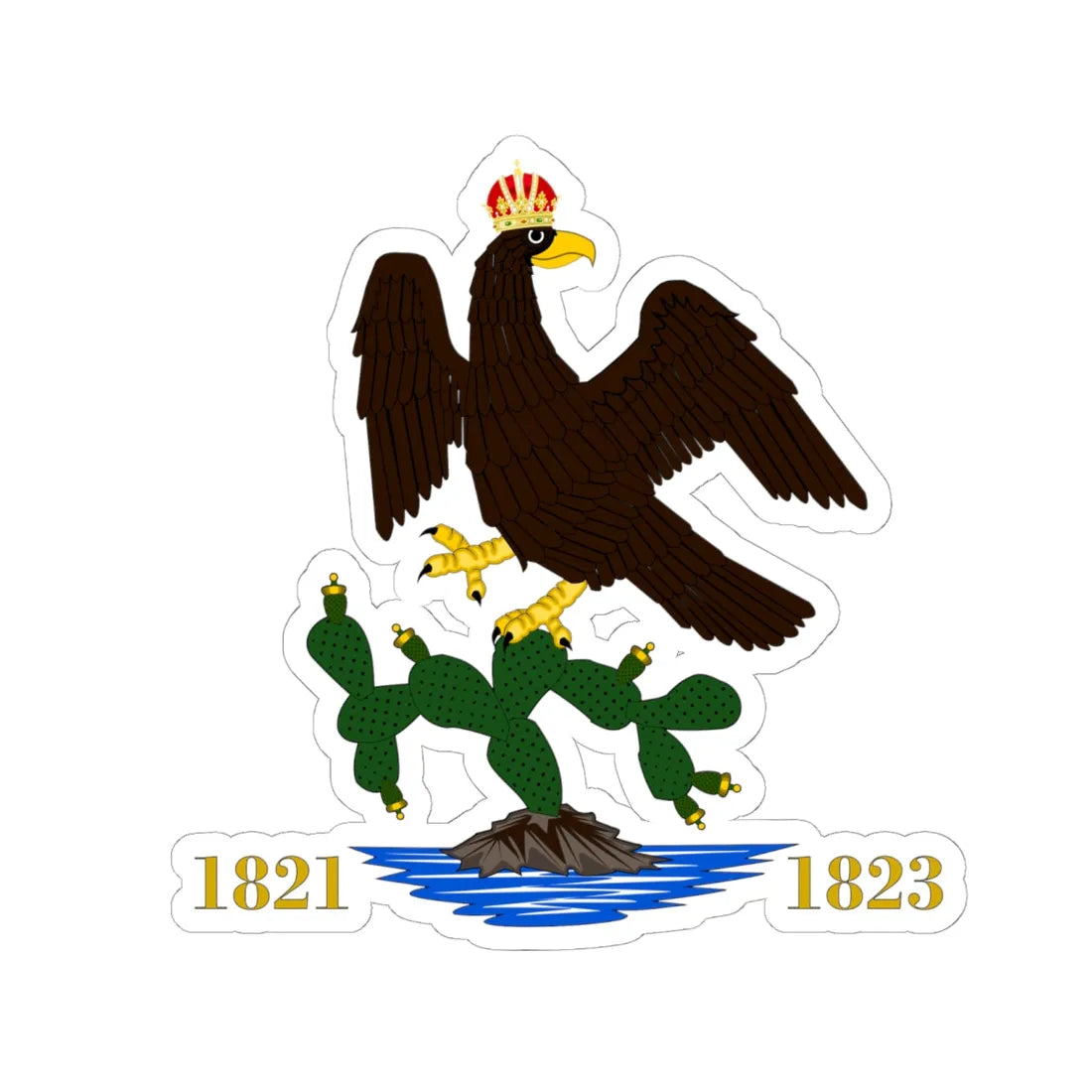 Escudo de México 1821-1824 (Mexico) (Coat of Arms) STICKER Vinyl Kiss-Cut Decal 6 Inch White - The Sticker Space