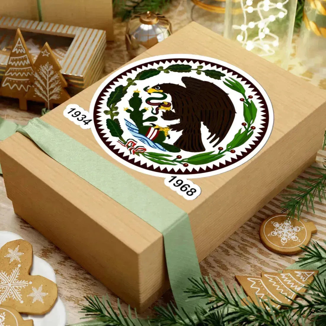 Escudo de México 1934-1968 (Mexico) (Coat of Arms) STICKER Vinyl Kiss-Cut Decal - The Sticker Space