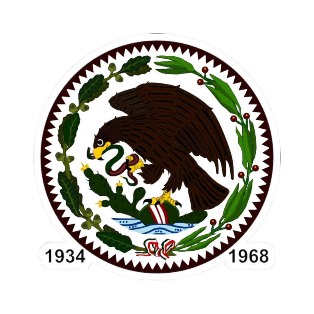 Escudo de México 1934-1968 (Mexico) (Coat of Arms) STICKER Vinyl Kiss-Cut Decal - The Sticker Space