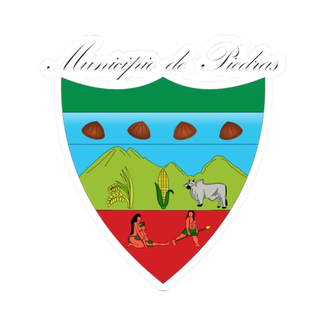 Escudo de Piedras - Tolima (Colombia) (Coat of Arms) STICKER Vinyl Kiss-Cut Decal 2 Inch White - The Sticker Space