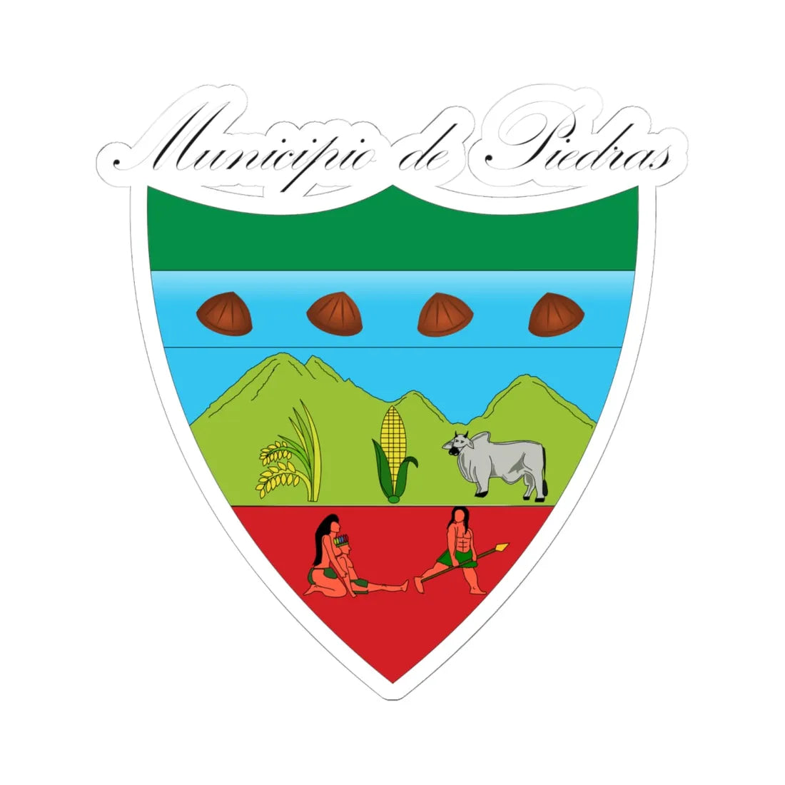 Escudo de Piedras - Tolima (Colombia) (Coat of Arms) STICKER Vinyl Kiss-Cut Decal 6 Inch White - The Sticker Space