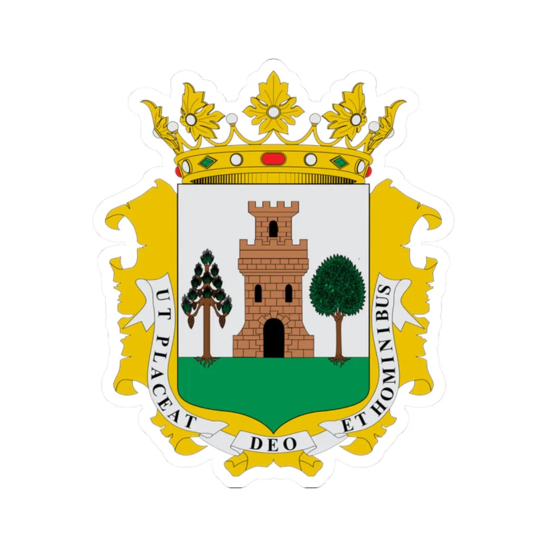 Escudo de Plasencia (Spain) (Coat of Arms) STICKER Vinyl Kiss-Cut Decal 2 Inch White - The Sticker Space