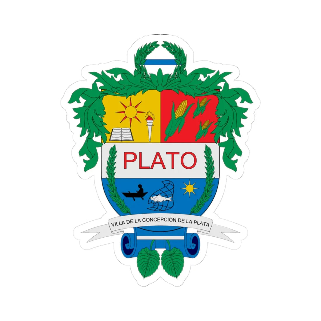 Escudo de Plato Magdalena (Colombia) (Coat of Arms) STICKER Vinyl Kiss-Cut Decal 3 Inch White - The Sticker Space