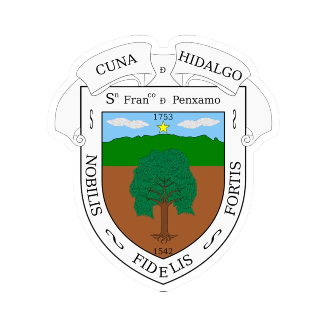 Escudo de Pénjamo Guanajuato México (Mexico) (Coat of Arms) STICKER Vinyl Kiss-Cut Decal 2 Inch White - The Sticker Space