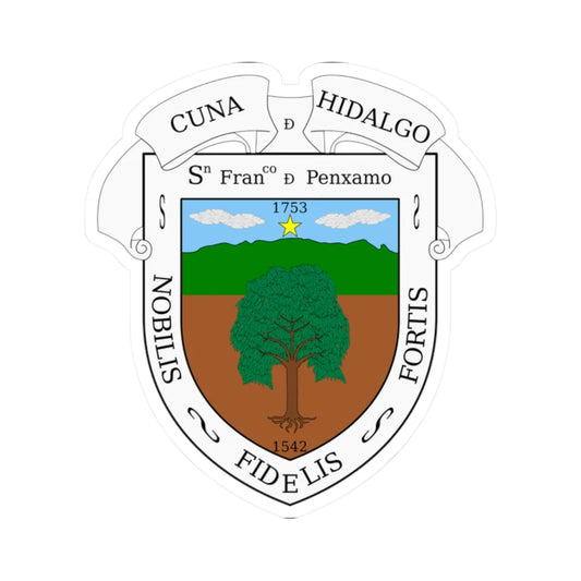 Escudo de Pénjamo Guanajuato México (Mexico) (Coat of Arms) STICKER Vinyl Kiss-Cut Decal 2 Inch White - The Sticker Space