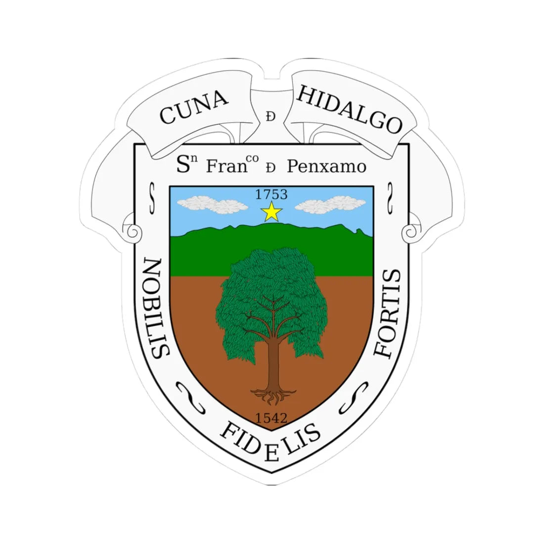 Escudo de Pénjamo Guanajuato México (Mexico) (Coat of Arms) STICKER Vinyl Kiss-Cut Decal 3 Inch White - The Sticker Space