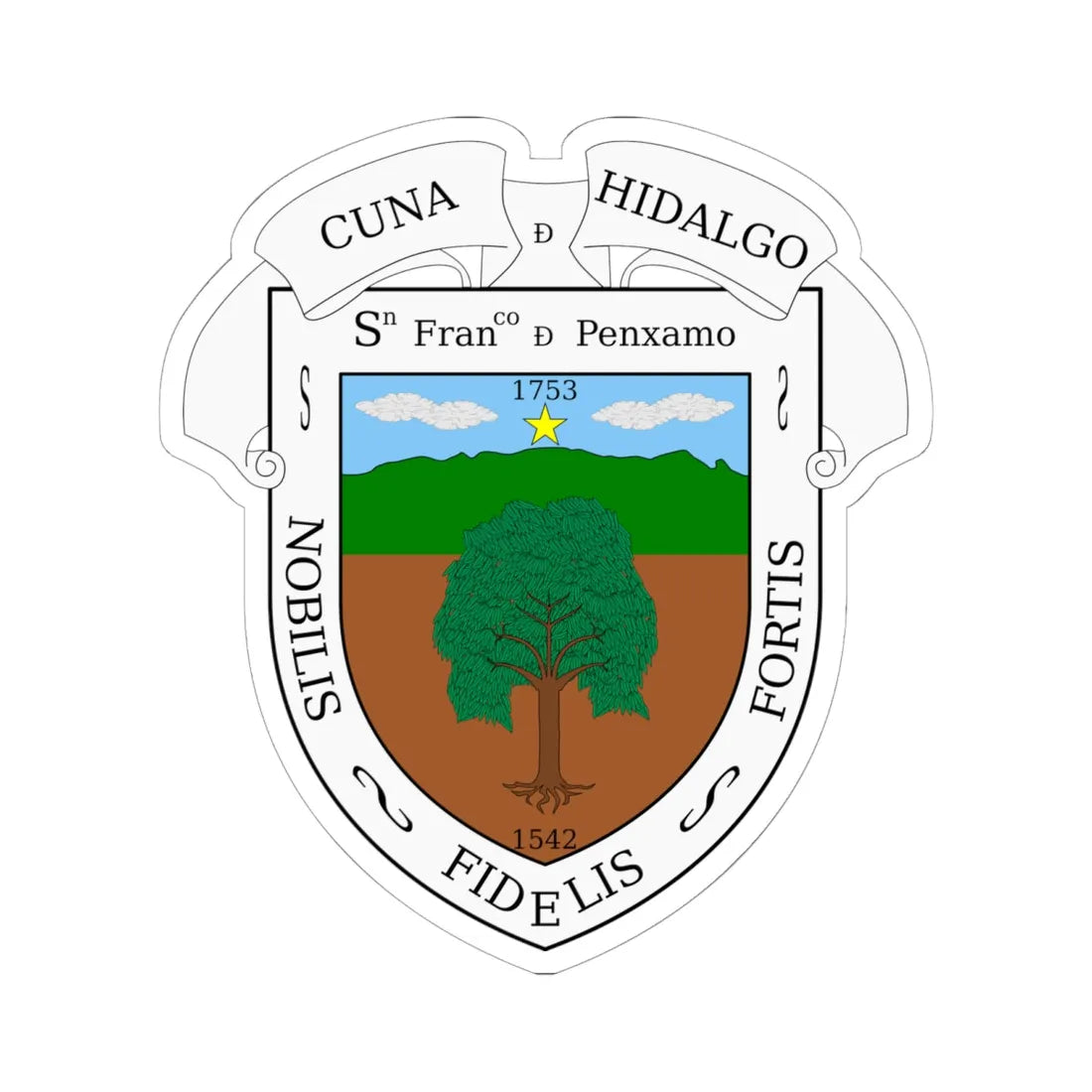 Escudo de Pénjamo Guanajuato México (Mexico) (Coat of Arms) STICKER Vinyl Kiss-Cut Decal 6 Inch White - The Sticker Space