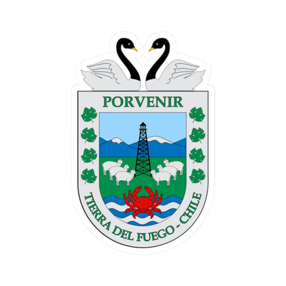 Escudo de Porvenir (Chile) (Coat of Arms) STICKER Vinyl Kiss-Cut Decal 2 Inch White - The Sticker Space