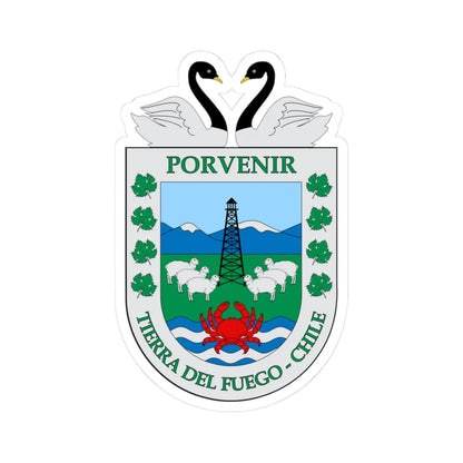 Escudo de Porvenir (Chile) (Coat of Arms) STICKER Vinyl Kiss-Cut Decal 3 Inch White - The Sticker Space