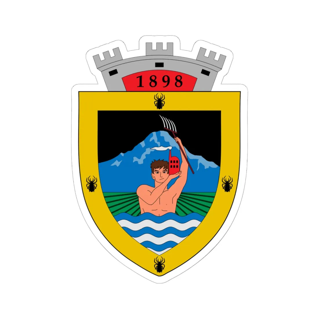 Escudo de Puente Alto (Chile) (Coat of Arms) STICKER Vinyl Kiss-Cut Decal 6 Inch White - The Sticker Space