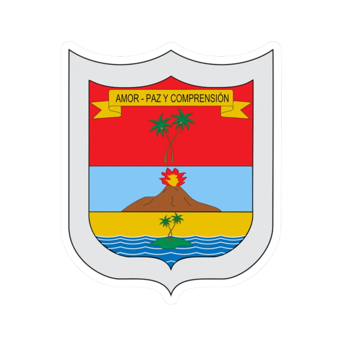 Escudo de Puerto Escondido Córdoba (Colombia) (Coat of Arms) STICKER Vinyl Kiss-Cut Decal 2 Inch White - The Sticker Space