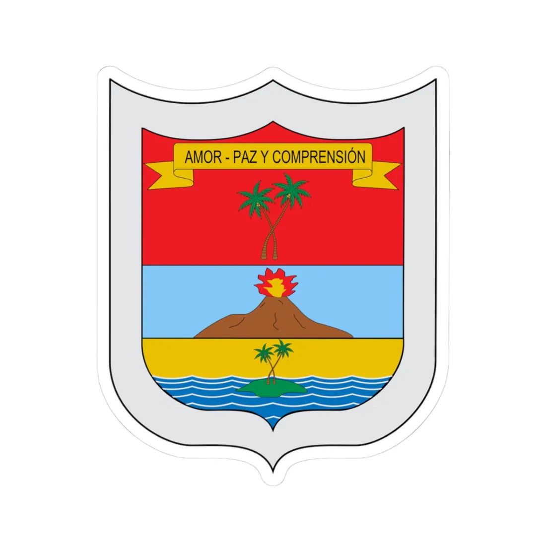 Escudo de Puerto Escondido Córdoba (Colombia) (Coat of Arms) STICKER Vinyl Kiss-Cut Decal 3 Inch White - The Sticker Space