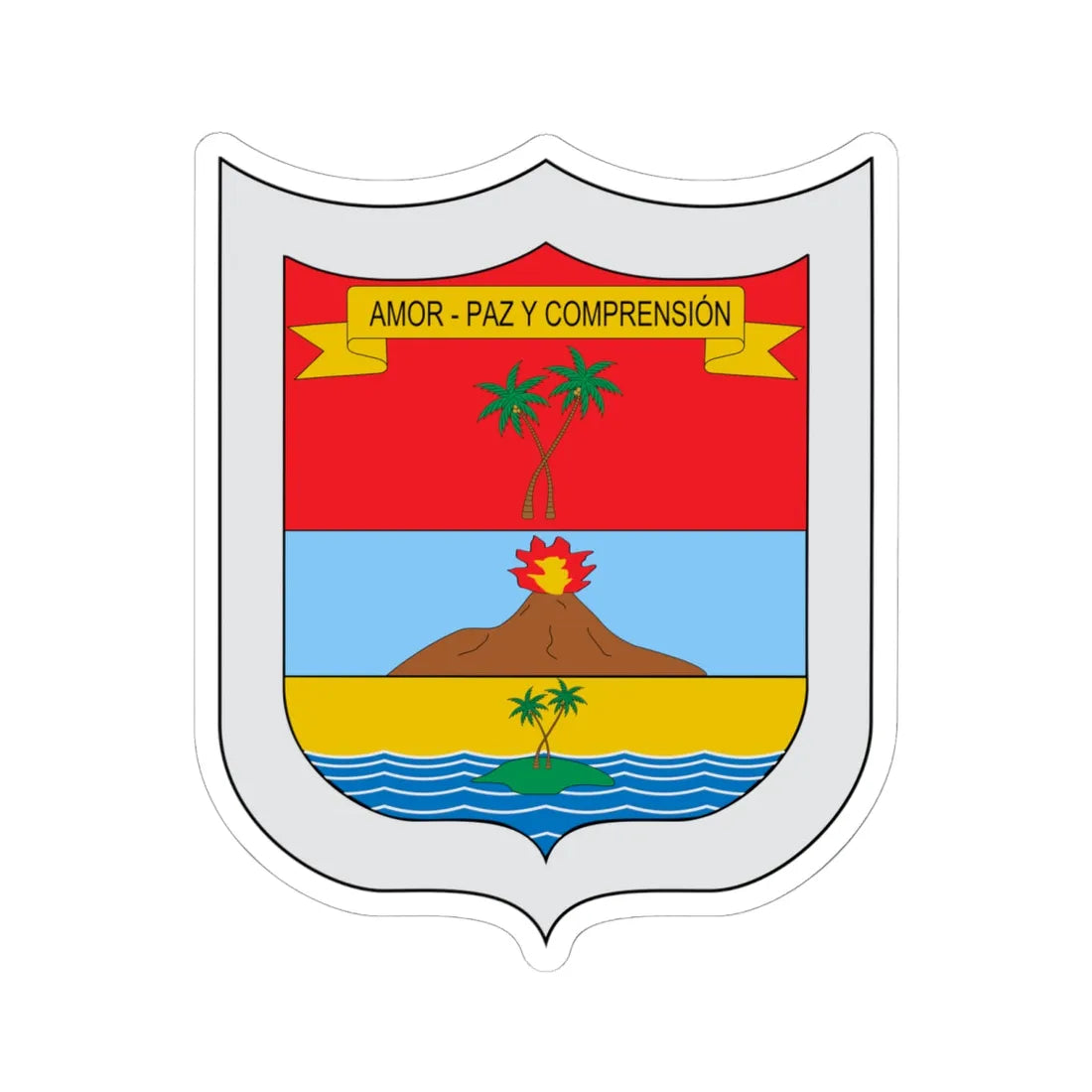 Escudo de Puerto Escondido Córdoba (Colombia) (Coat of Arms) STICKER Vinyl Kiss-Cut Decal 6 Inch White - The Sticker Space