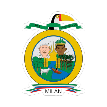 Escudo de Puerto Milán Caquetá (Colombia) (Coat of Arms) STICKER Vinyl Kiss-Cut Decal 4 Inch White - The Sticker Space