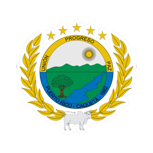 Escudo de Puerto Rico Caquetá (Colombia) (Coat of Arms) STICKER Vinyl Kiss-Cut Decal 2 Inch White - The Sticker Space