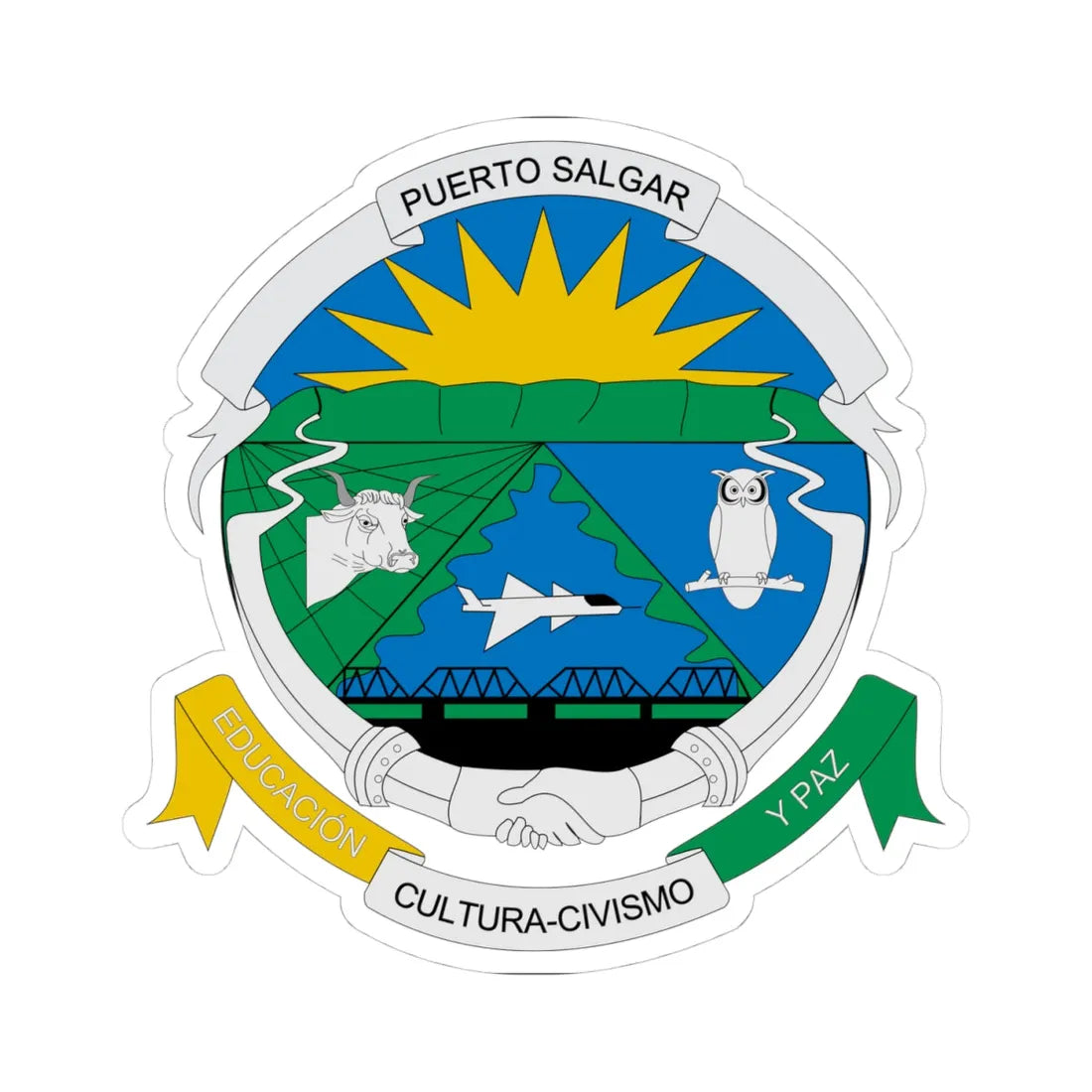 Escudo de Puerto Salgar (Colombia) (Coat of Arms) STICKER Vinyl Kiss-Cut Decal 4 Inch White - The Sticker Space