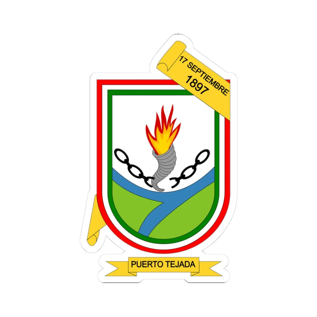 Escudo de Puerto Tejada - Cauca (Colombia) (Coat of Arms) STICKER Vinyl Kiss-Cut Decal 3 Inch White - The Sticker Space