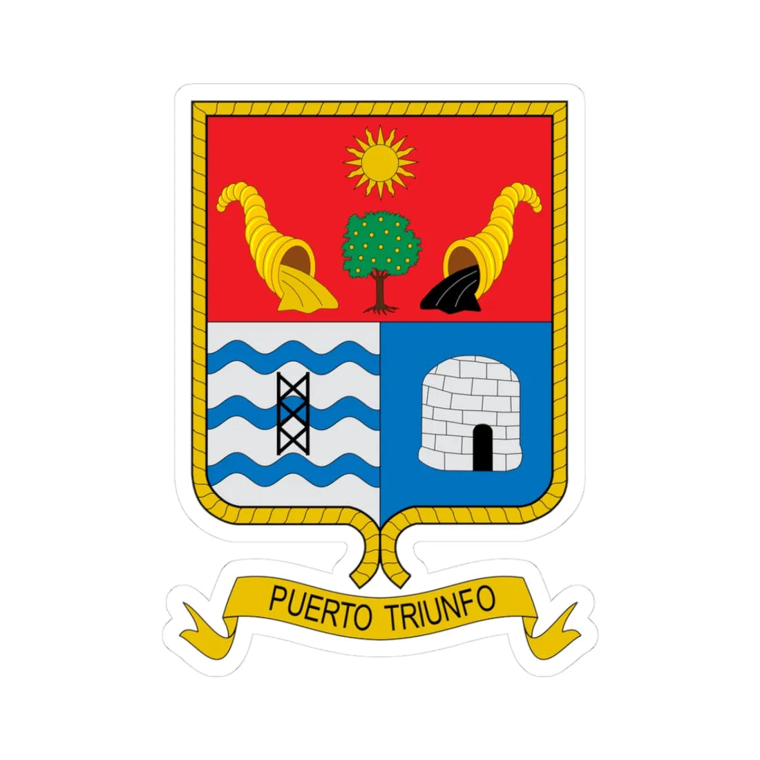 Escudo de Puerto Triunfo (Colombia) (Coat of Arms) STICKER Vinyl Kiss-Cut Decal 3 Inch White - The Sticker Space