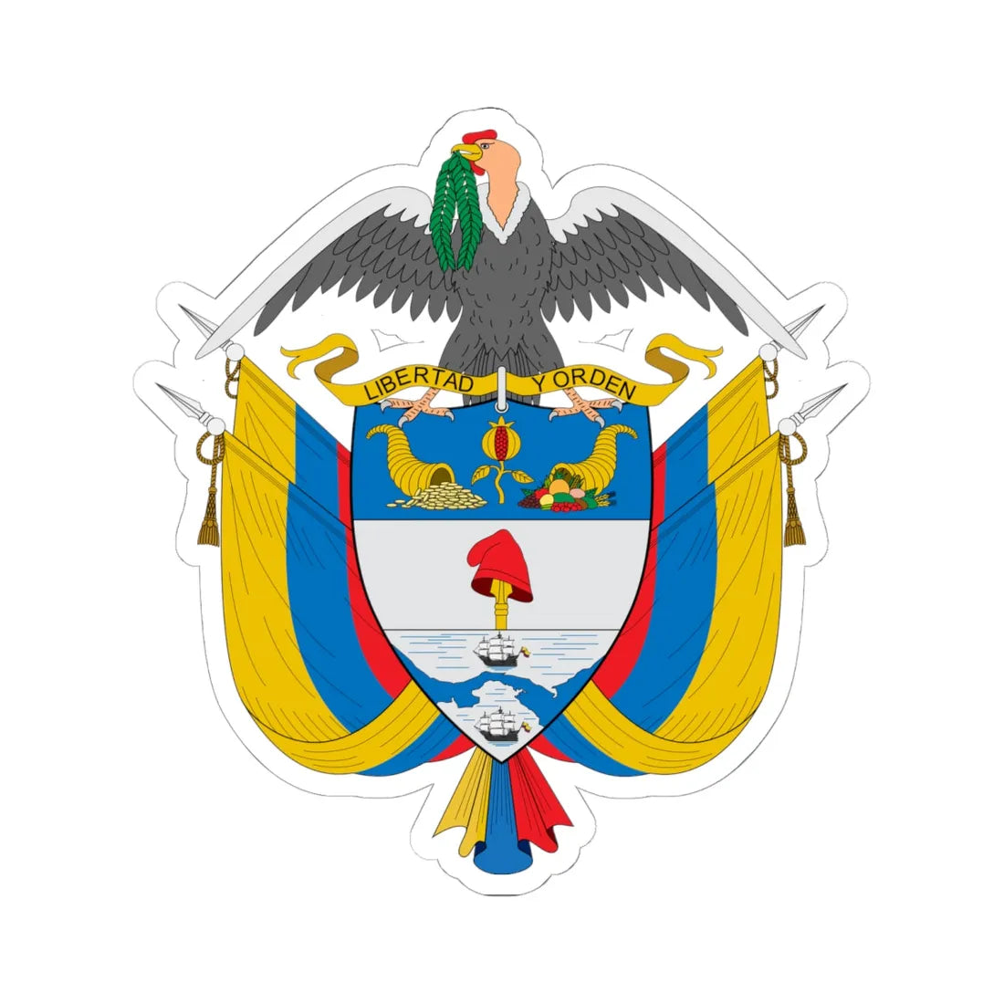 Escudo de Puerto Wilches (Colombia) (Coat of Arms) STICKER Vinyl Kiss-Cut Decal 6 Inch White - The Sticker Space