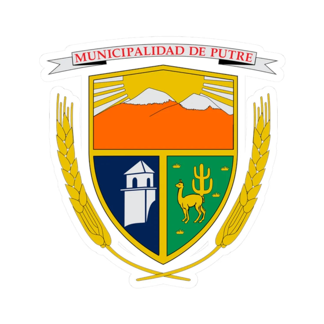 Escudo de Putre (Chile) (Coat of Arms) STICKER Vinyl Kiss-Cut Decal 2 Inch White - The Sticker Space