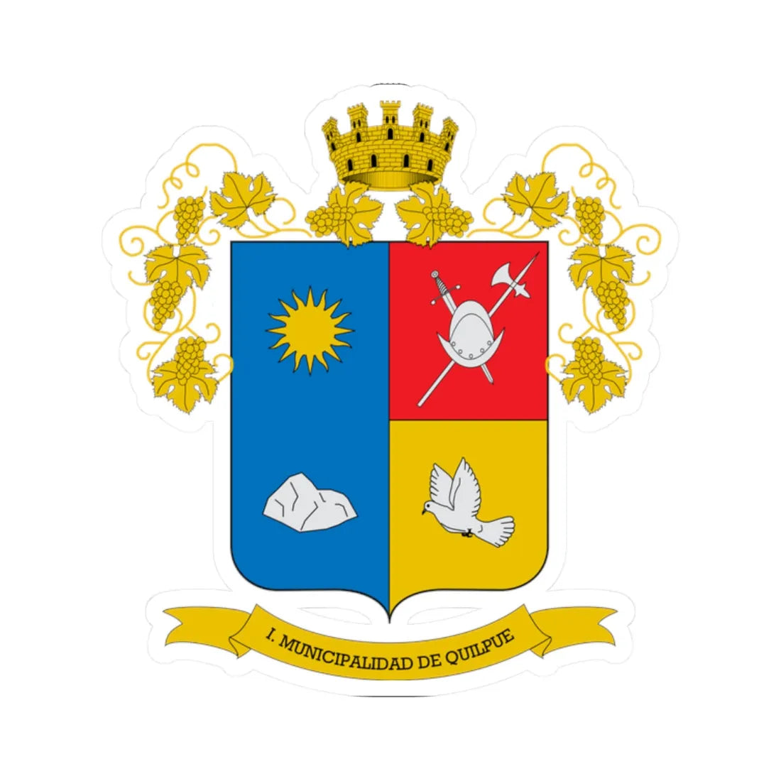 Escudo de Quilpué (Chile) (Coat of Arms) STICKER Vinyl Kiss-Cut Decal 2 Inch White - The Sticker Space