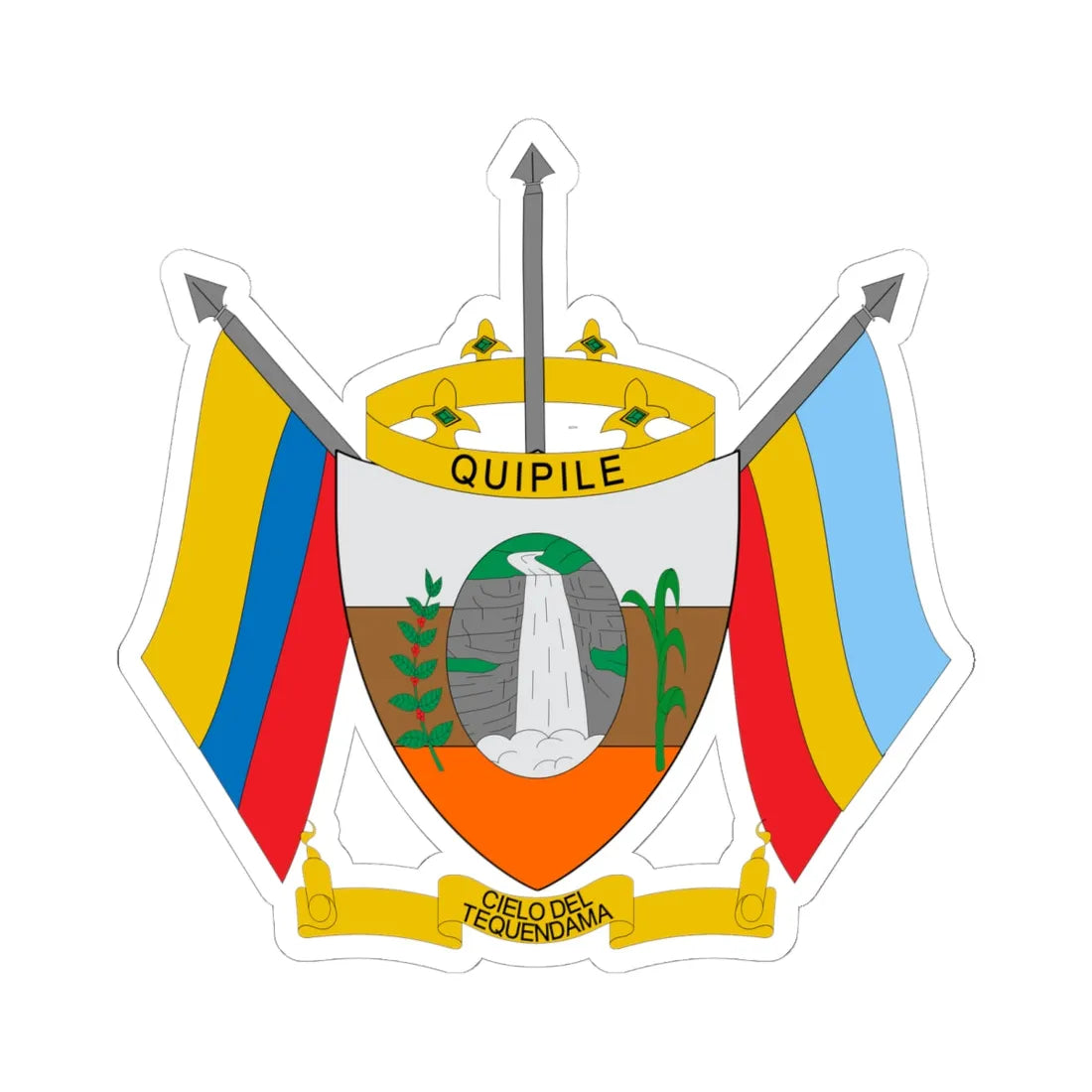 Escudo de Quipile (Colombia) (Coat of Arms) STICKER Vinyl Kiss-Cut Decal 6 Inch White - The Sticker Space
