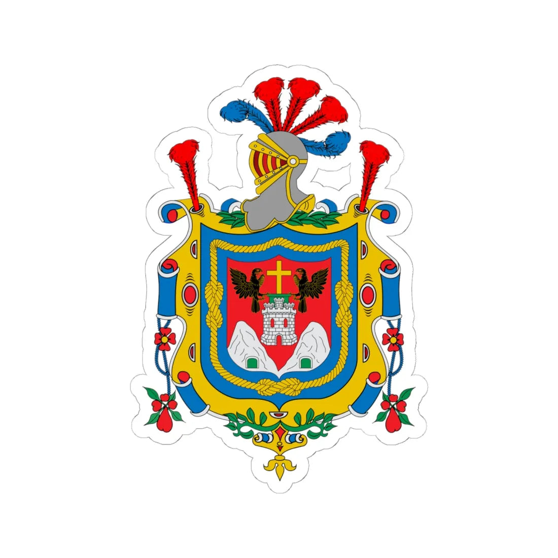 Escudo de Quito TVH (Ecuador) (Coat of Arms) STICKER Vinyl Kiss-Cut Decal 6 Inch White - The Sticker Space