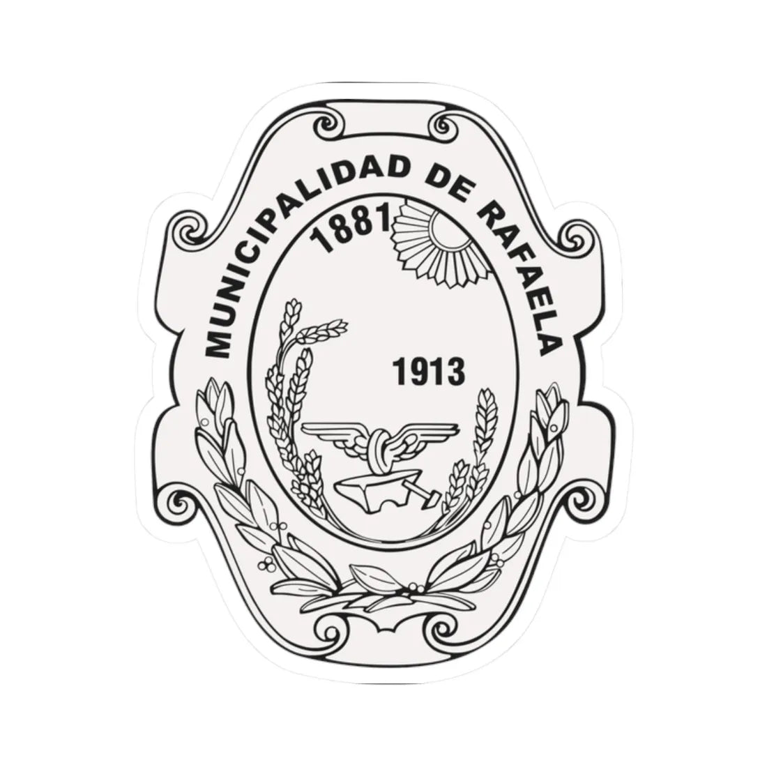 Escudo de Rafaela Santa Fe (Argentina) (Coat of Arms) STICKER Vinyl Kiss-Cut Decal 2 Inch White - The Sticker Space