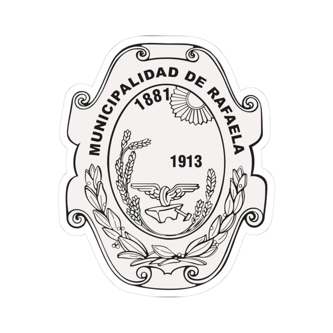 Escudo de Rafaela Santa Fe (Argentina) (Coat of Arms) STICKER Vinyl Kiss-Cut Decal 3 Inch White - The Sticker Space
