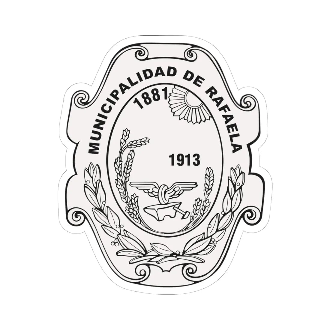 Escudo de Rafaela Santa Fe (Argentina) (Coat of Arms) STICKER Vinyl Kiss-Cut Decal 4 Inch White - The Sticker Space