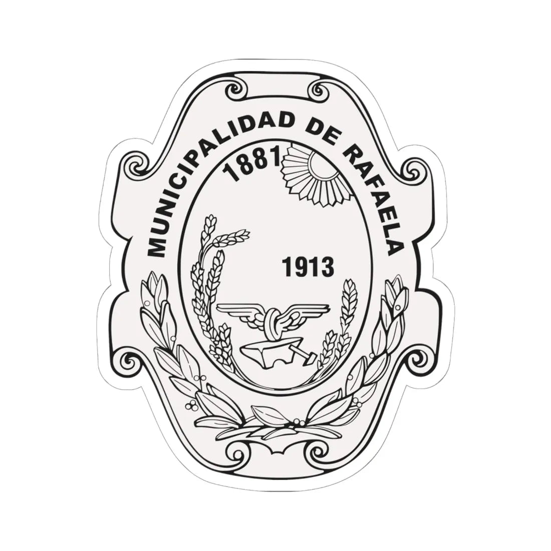 Escudo de Rafaela Santa Fe (Argentina) (Coat of Arms) STICKER Vinyl Kiss-Cut Decal 6 Inch White - The Sticker Space