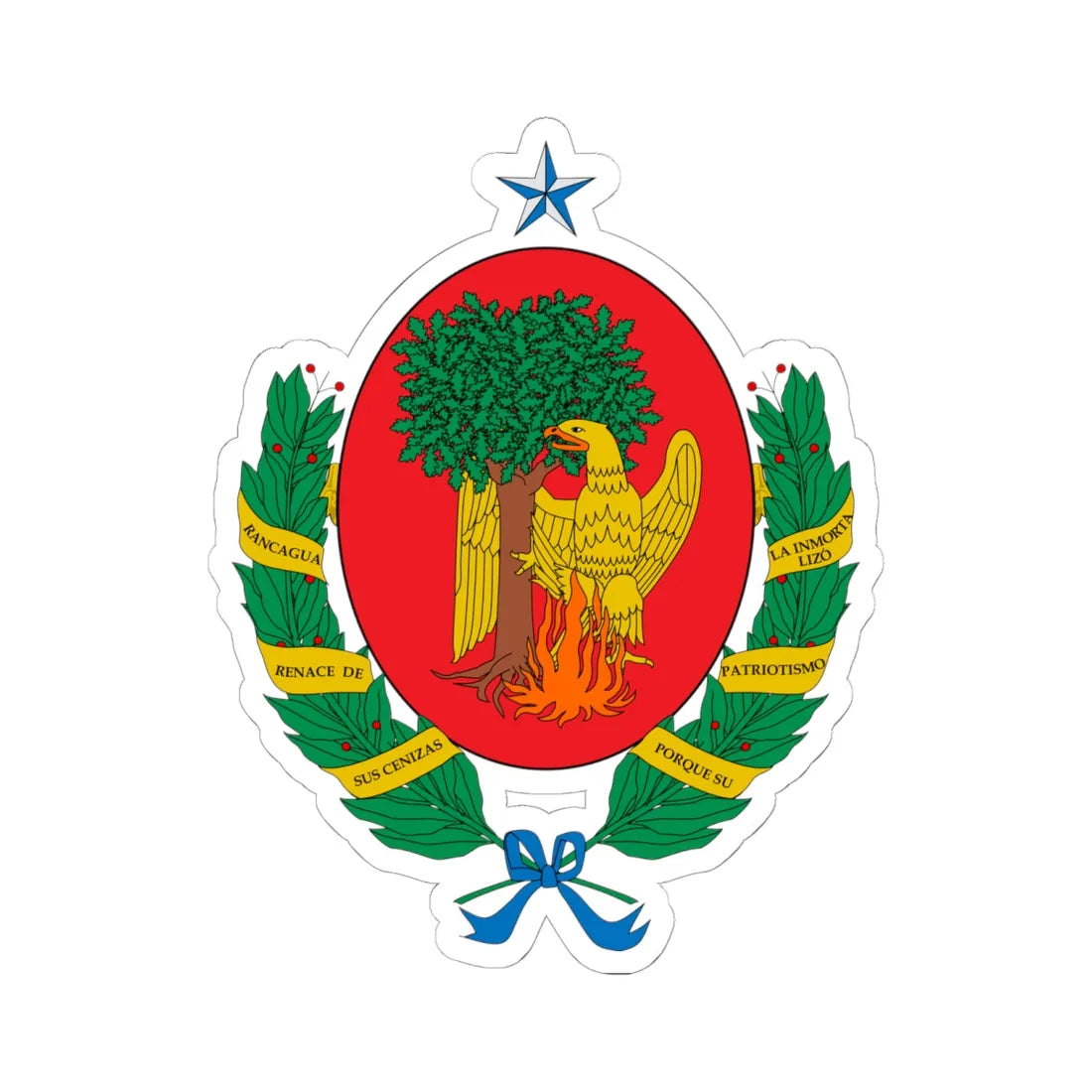 Escudo de Rancagua (Chile) (Coat of Arms) STICKER Vinyl Kiss-Cut Decal 6 Inch White - The Sticker Space