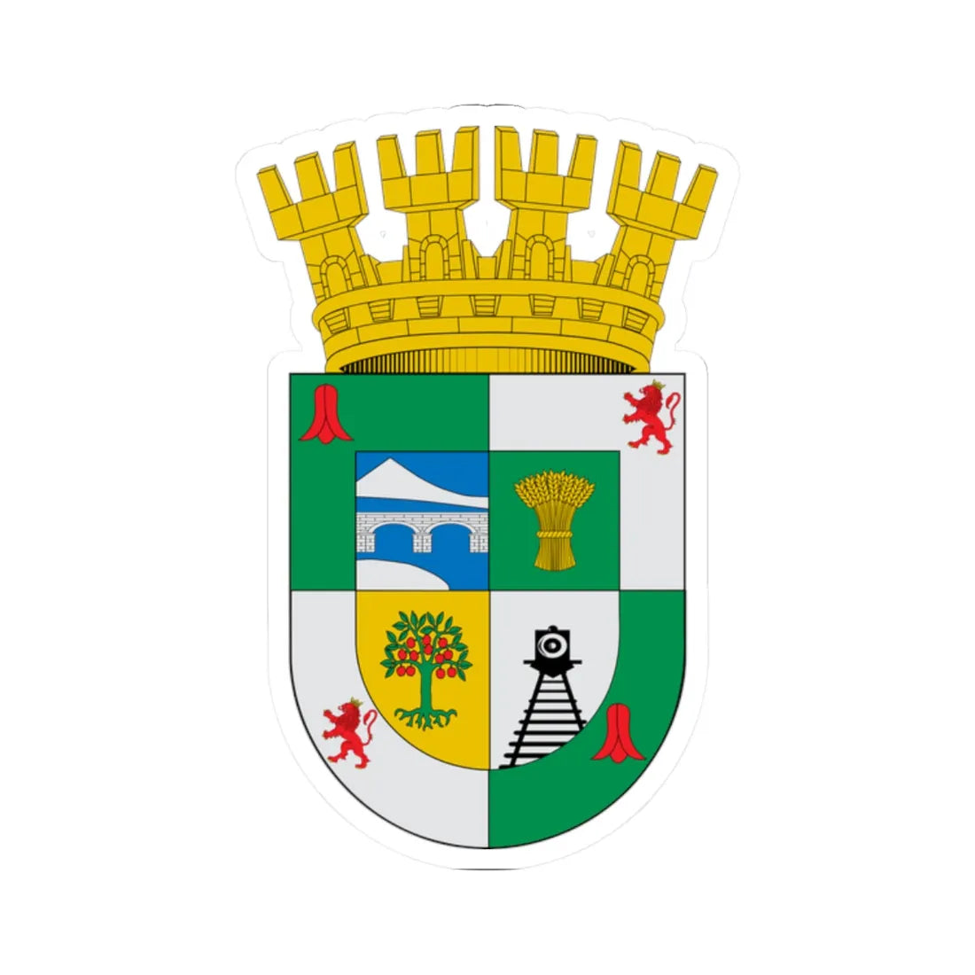 Escudo de Renaico (Chile) (Coat of Arms) STICKER Vinyl Kiss-Cut Decal 2 Inch White - The Sticker Space