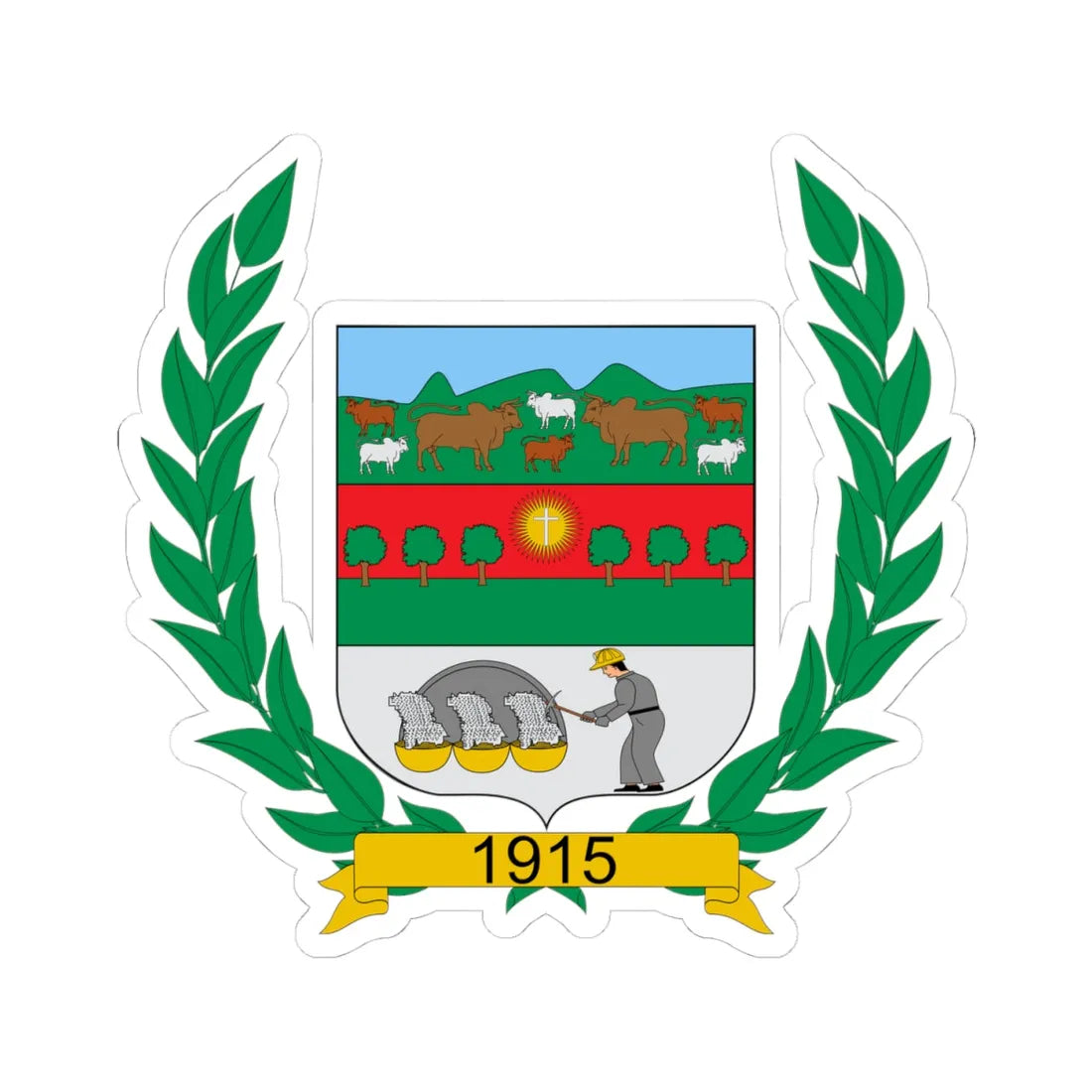 Escudo de Restrepo Meta (Colombia) (Coat of Arms) STICKER Vinyl Kiss-Cut Decal 4 Inch White - The Sticker Space