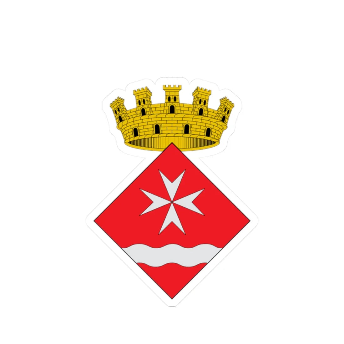 Escudo de Riba-roja dEbre (Spain) (Coat of Arms) STICKER Vinyl Kiss-Cut Decal 2 Inch White - The Sticker Space
