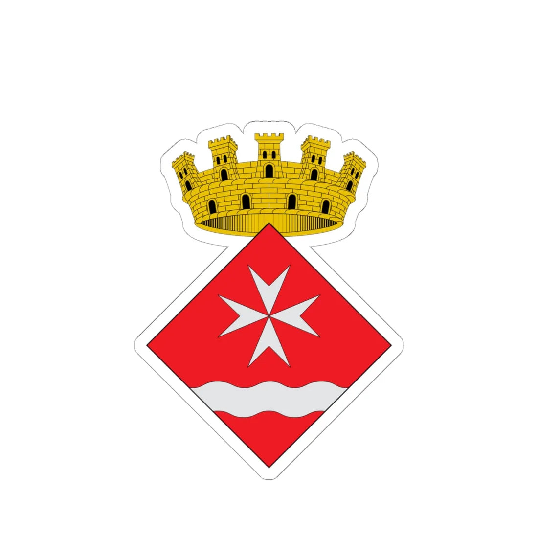 Escudo de Riba-roja dEbre (Spain) (Coat of Arms) STICKER Vinyl Kiss-Cut Decal 6 Inch White - The Sticker Space