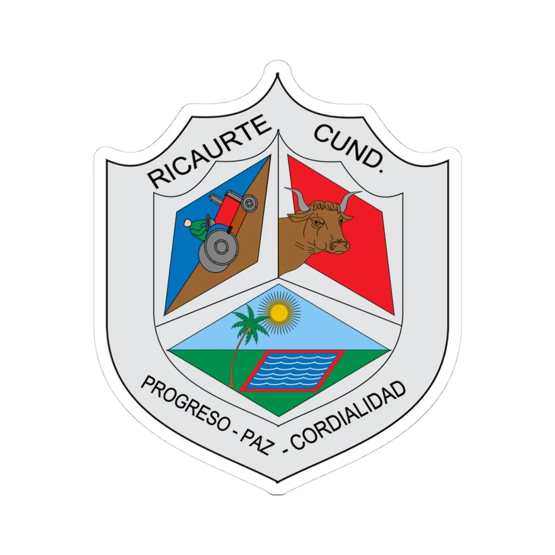 Escudo de Ricaurte Cundinamarca (Colombia) (Coat of Arms) STICKER Vinyl Kiss-Cut Decal 4 Inch White - The Sticker Space