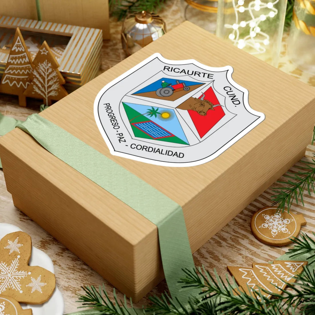 Escudo de Ricaurte Cundinamarca (Colombia) (Coat of Arms) STICKER Vinyl Kiss-Cut Decal - The Sticker Space