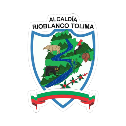 Escudo de Rioblanco - Tolima (Colombia) (Coat of Arms) STICKER Vinyl Kiss-Cut Decal 4 Inch White - The Sticker Space