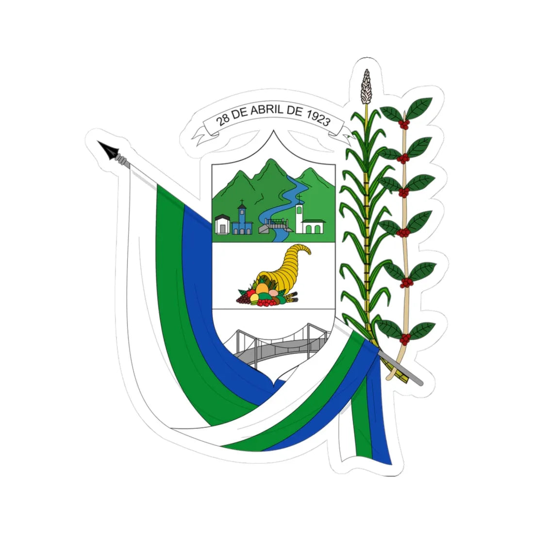 Escudo de Riofrío - Valle del Cauca (Colombia) (Coat of Arms) STICKER Vinyl Kiss-Cut Decal 3 Inch White - The Sticker Space